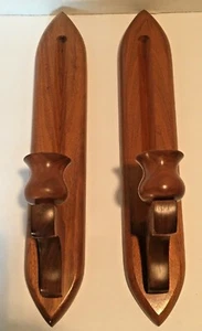 Applique da parete vintage in legno portacandele stile metà secolo - Foto 1 di 12