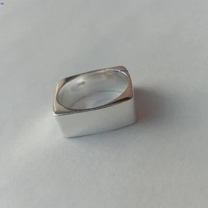 925 Sterling Silver Ring Heavy Solid plain Square chunky band statement Ring - Picture 1 of 12