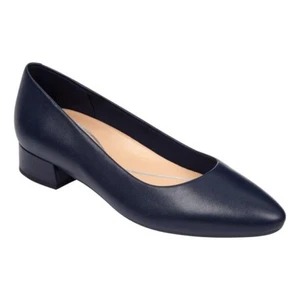 Easy Spirit Womens 9 M Navy Blue Leather Pointed Toe Ballet Flats NIB YH1 - Picture 1 of 7