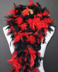 Rojo/Negro Mezcla 80 Gramos Chandelle Pluma Boa Baile Fiesta Halloween Disfraz - Imagen 1 de 1