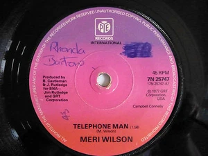 MERI WILSON - Telephone Man, 1977 7" Vinyl Single - Imagen 1 de 2