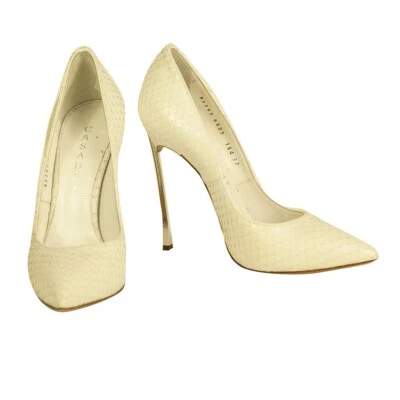 Zapatos de salón Casadei Blade de cuero de serpiente blanco punta en punta talla 7 Foto 1 de 4