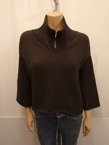 ANNETTE GÖRTZ Pullover Gr. M Wollmischung 3/4 Arm Braun Rippstrickkragen - Bild 1 von 7