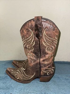 Corral Brown Leather Embroidered Cowboy Western Boots Sz 6 B FREE SHIPPING - Picture 1 of 8