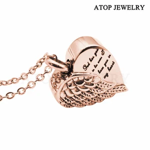 New Angel Heart Wings Urn Necklace For Ashes Cremation Pendant Memorial Jewelry - Picture 1 of 9