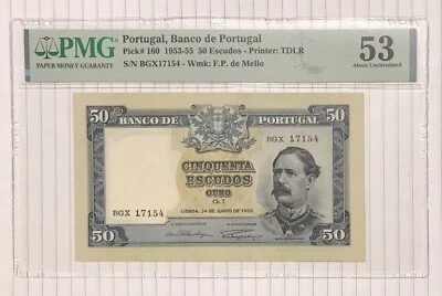 Portugal 50 Escudos 1953-55 P-160(1955(5) aUNC PMG 53 - Image 1 of 2