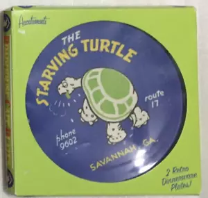 Accoutrements Roadhouse Cafe Retro Diner Plates - Set of 2 - Starving Turtle - Picture 1 of 4