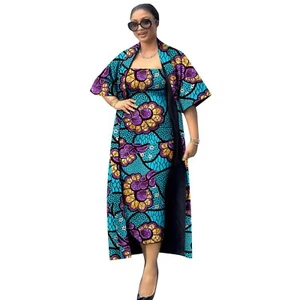 Set 2 pezzi donna cotone cerato africano vibrante: giacca e abito 2426002 - Foto 1 di 13