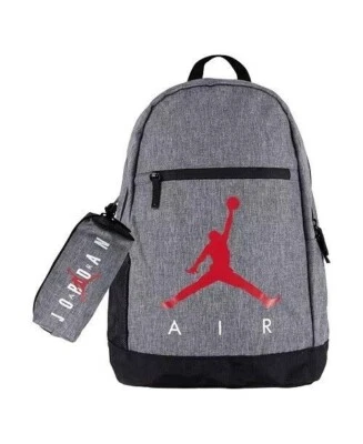 Nike Air Jordan NIÑOS Mochila BOLSO ESCOLAR Estuche para Lápices GRIS 9A0503-GEH $50 NUEVO Foto 1 de 4