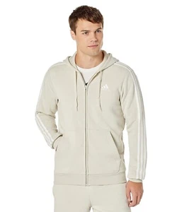 $65 ADIDAS Men Essentials Fleece 3-Stripes Full-Zip Hoodie - Beige - HL2260 - L - Picture 1 of 4