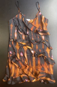 TOPSHOP mezcla reciclada volantes el tinte mini vestido desliz ee. uu. talla 6 - Imagen 1 de 3