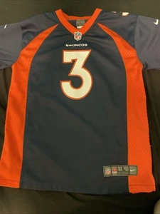Used Denver Broncos Home Jersey - Russell Wilson #3, Size Kids Large - Picture 1 of 2