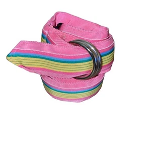 CK Bradley Barbiecore striped Preppy belt with silver D-Ring closure sz medium - Picture 1 of 6