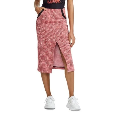 Falda Maje Mujer Mediana 38 Jivor Tweed Lápiz Midi Rojo Blanco Bolsillos Foto 1 de 4