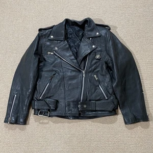 Vintage Leder Motorrad Jacke Damen Medium Schwarz Perfecto Heavy - Bild 1 von 10