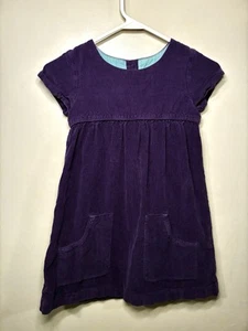 Mini Boden Violet Purple Corduroy Dress Size 7/8 Girls A line Pleated Church - Picture 1 of 4