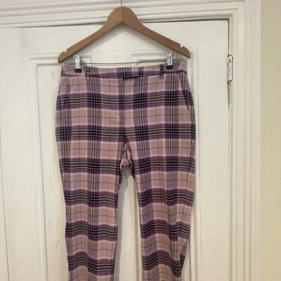 Pantalone M&S Collection - Lilla Viola Tartan Check - Taglia 14 Corto - Immagine 1 di 4