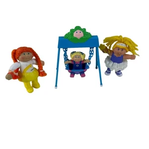Vintage 1984 Cabbage Patch Kids 4 Piece Collectible Playset 3 Figurines Swing - Picture 1 of 9