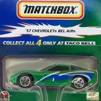 Matchbox Error Card 1999 Taco Bell Wrong Car 57 Chevy 97 Corvette Exclusive VTG. - Image 1 of 4