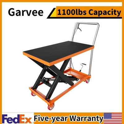 GRVEE 1100lbs Capacity Single Scissor Lift Table 35.4" Lifting Height Hydraulic Lift