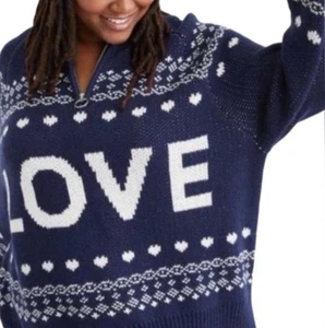 Nuevo Suéter Pullover Aerie Tejido LOVE 1/4 Cremallera Azul De Gran Tamaño Isla Justa Talla S - Imagen 1 de 10