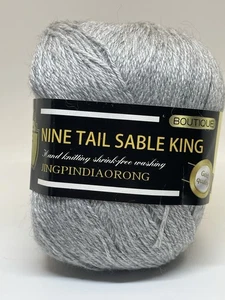 Lot: 8 Skeins Nine Tail Sable King Mink Wool Yarn ~50g Ea New READ* Light Gray - Picture 1 of 7