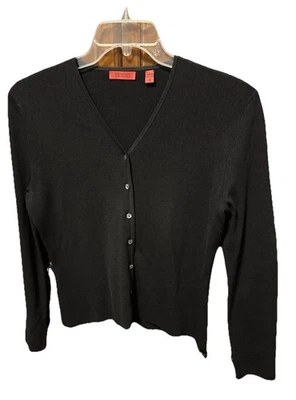 MINT! ~ VTG~VENINI~Womens XS ~Black Nylon & Rayon V-Neck  M Button-Up Cardigan - Image 1 of 4
