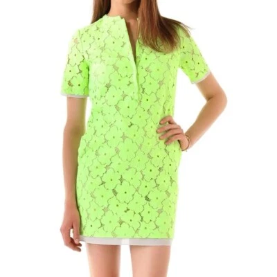 Vestido Diane von Furstenberg verde neón (miel) Warner flor encaje talla 0 Foto 1 de 4