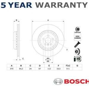 Bosch Rear Brake Disc Fits BMW 7 Series X5 X6 8 X7 5 X4 + Other Models - Picture 1 of 4
