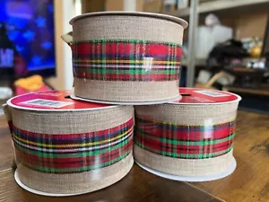 3 Jumbo Celebrate It Wired Ribbon, Each Roll 2.5" X 25 FT (75 FT Total), New. - Picture 1 of 2