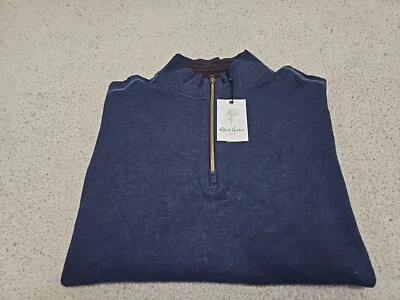全新 Robert Graham ELLIOT 1/4 拉链 Heather 深蓝色缝制高尔夫套衫 尺寸 2X — 第 1/4 张图片