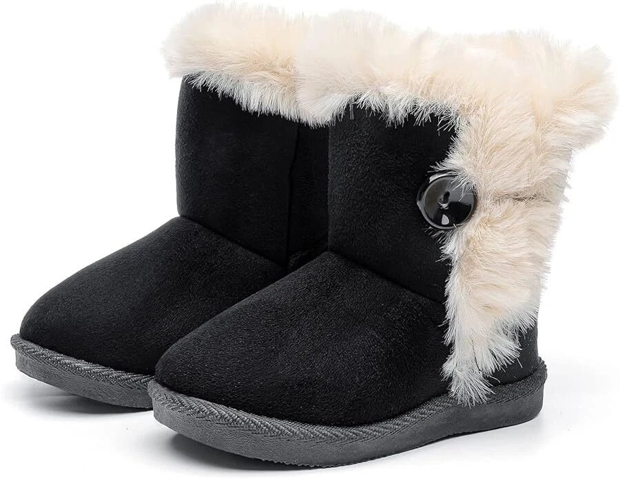 Girls Boys Winter Shoes Toddler/Little Kid Fur Lining Snow Boots Warm Flat Outdo - Image 1 of 1