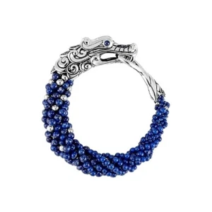 JOHN HARDY LEGENDS NAGA STERLING BEAD MULTI ROW BRACELET LAPIS LAZULI SZ M NEW - Picture 1 of 2