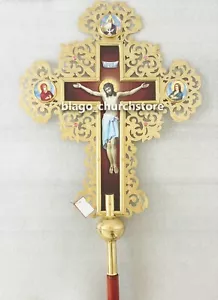 "Santuario Ortodoxo Procesional Cruz Bilateral Cristiano Jesucristo 35,43" - Imagen 1 de 4