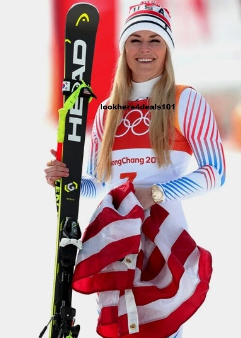 LINDSEY VONN Photo 5x7 OLYMPICS 2018 USA Bronze Medal Downhill Skiing Sports - Image 1 of 1