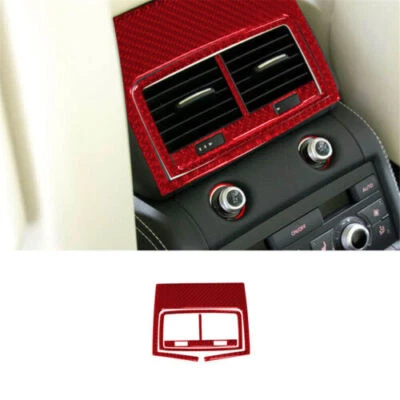 Cubierta del panel de salida de ventilación de aire trasero de fibra de carbono rojo 3* para Audi Q7 2007-2015 Foto 1 de 4