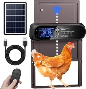 Automatic Chicken Coop Door Solar Powered, LCD Screen Electric Auto Chicken Coop - Picture 1 of 7