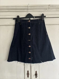 Uniqlo Ines De La Fressange Paris A-line Denim Indigo Blue Skirt Size Xs - Picture 1 of 3