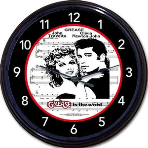 Grease John Travolta Olivia Newton-John Movie Sheet Music 80s Wall Clock New 10" - Picture 1 of 1