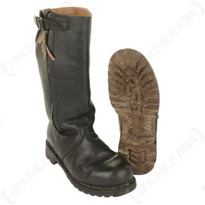 Original German Bundesmarine Leather Fleece Lined Zipped Jackboots with Buckles - Picture 1 of 9