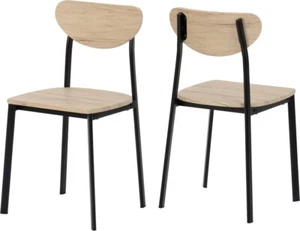 Riley Par de Sillas Chapa Efecto Roble Claro con Patas Negras Moderna Caja de 2 - Imagen 1 de 8