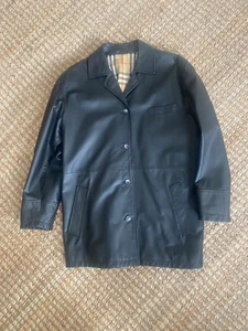 Women's Burberry London Black Leather Jacket M/L - Picture 1 of 7