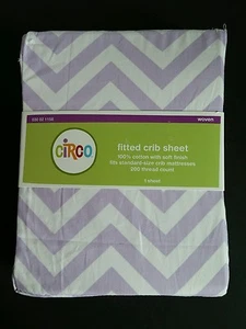 Sábana de cuna Chevron Circo púrpura lavanda blanca 100 % algodón bebé niño pequeño objetivo - Imagen 1 de 2