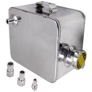 New 2.5L Silver Polished Universal Aluminum Coolant Radiator Overflow Water Tank - Foto 1 di 10