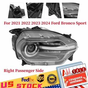 LED Headlight Right Passenger Side For 2021 2022 2023 2024 Ford Bronco Sport - Picture 1 of 24