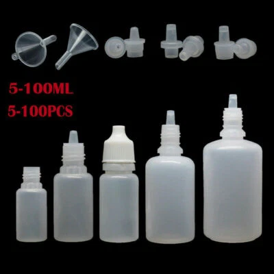 5ml -100ml Kunststoff E Flüssigkeits Tropfflaschen Saft Flaschen Dropper Bottles
