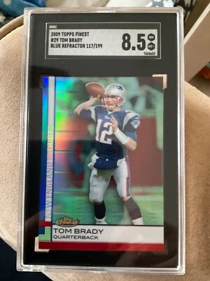 Tom Brady 2009 Finest #29 Blue Refractor /199 SGC 8.5 - Image 1 of 2
