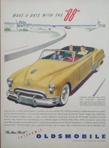 Pubblicità stampa auto d'epoca 1949 giallo convertibile Oldsmobile post guerra ll. - Foto 1 di 1