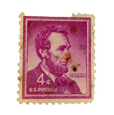 Vintage LINCOLN 4 Cent Purple Stamp Uncirculated- SOME STAINS AND DIRT.