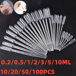 0.2-10ml Plastic Pipettes Eye Dropper Disposable Graduated Transfer Liquid Drop - Picture 1 of 23